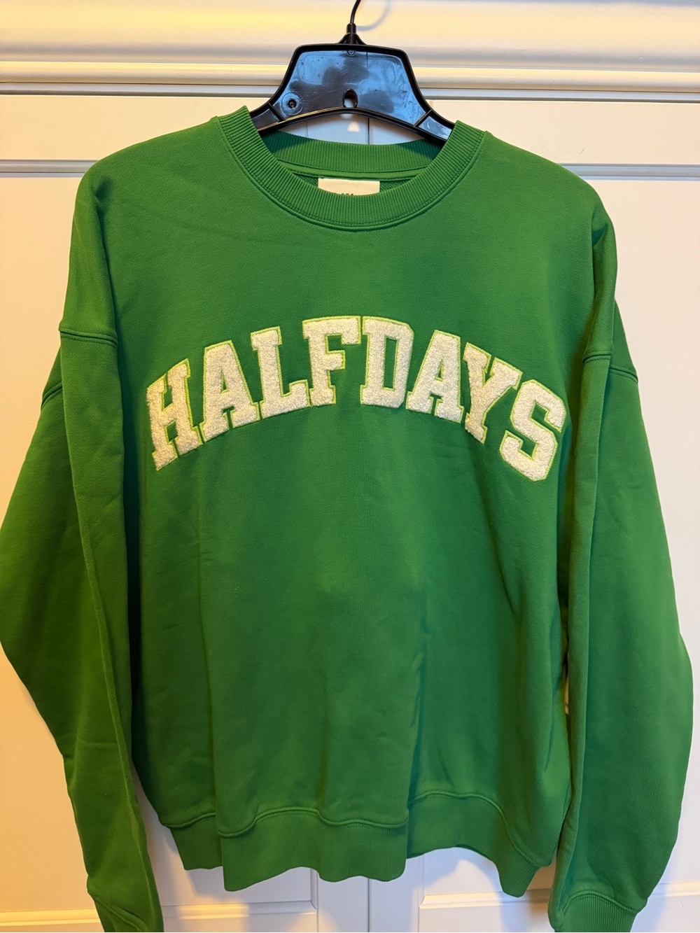 HALFDAYS Green Crewneck Sweatshirt with White Lettering NWT S